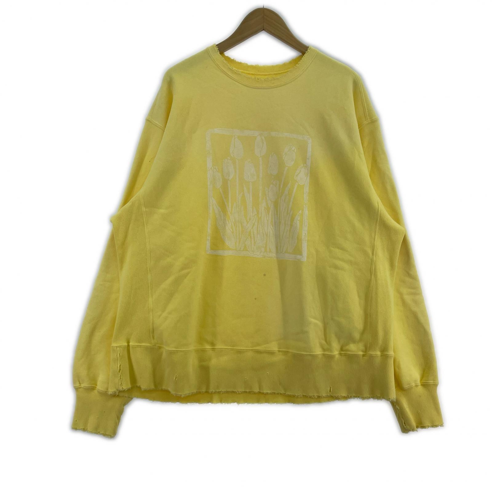スウェット DYED DAMEGE FLOWER PT SWEAT SHIRT 2 イエロー