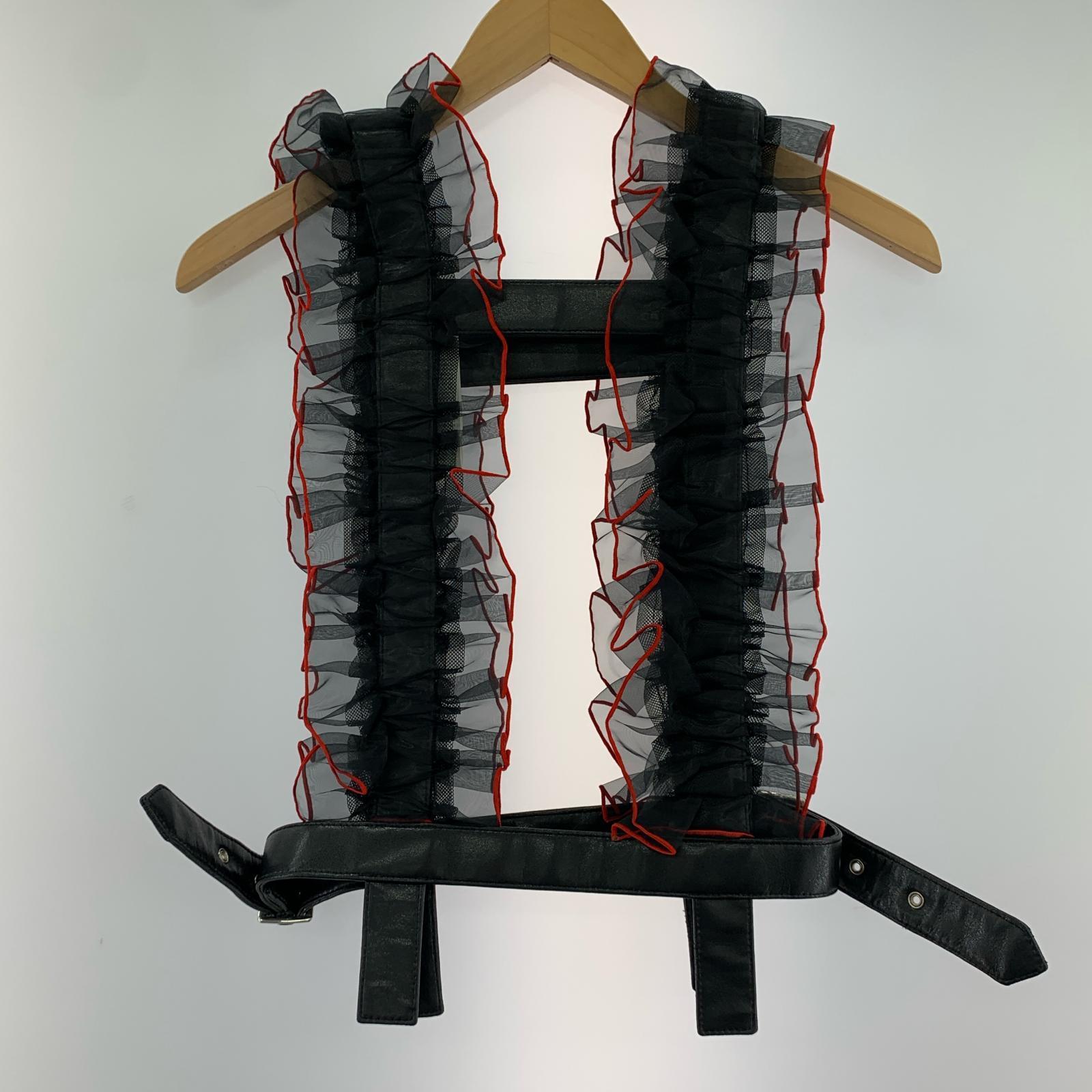 長袖シャツ noir kei ninomiya エステルオーガンジーフリルハーネス S S ブラック