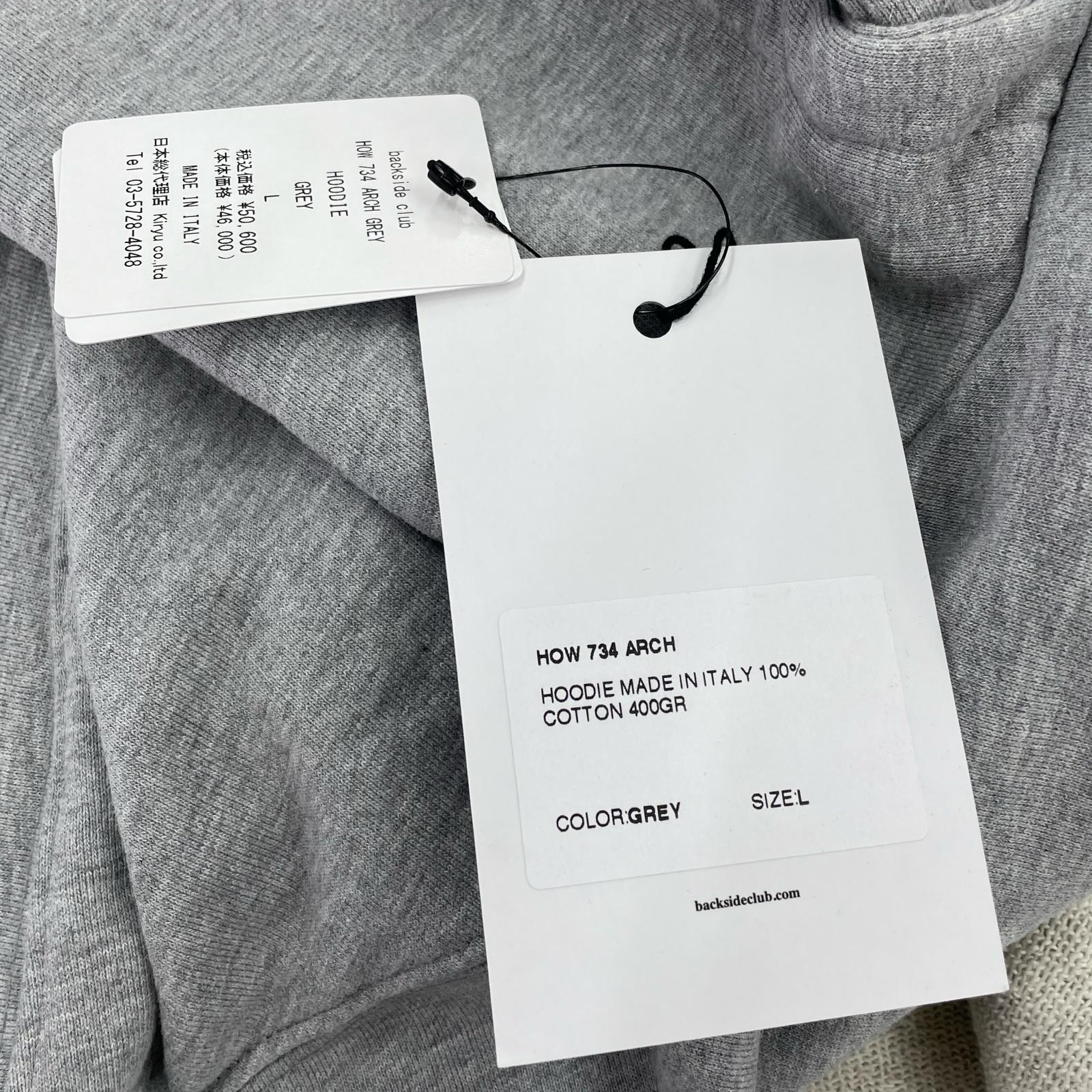 パーカー backside club HOW 734 ARCH GREY POパーカー L グレー グレー