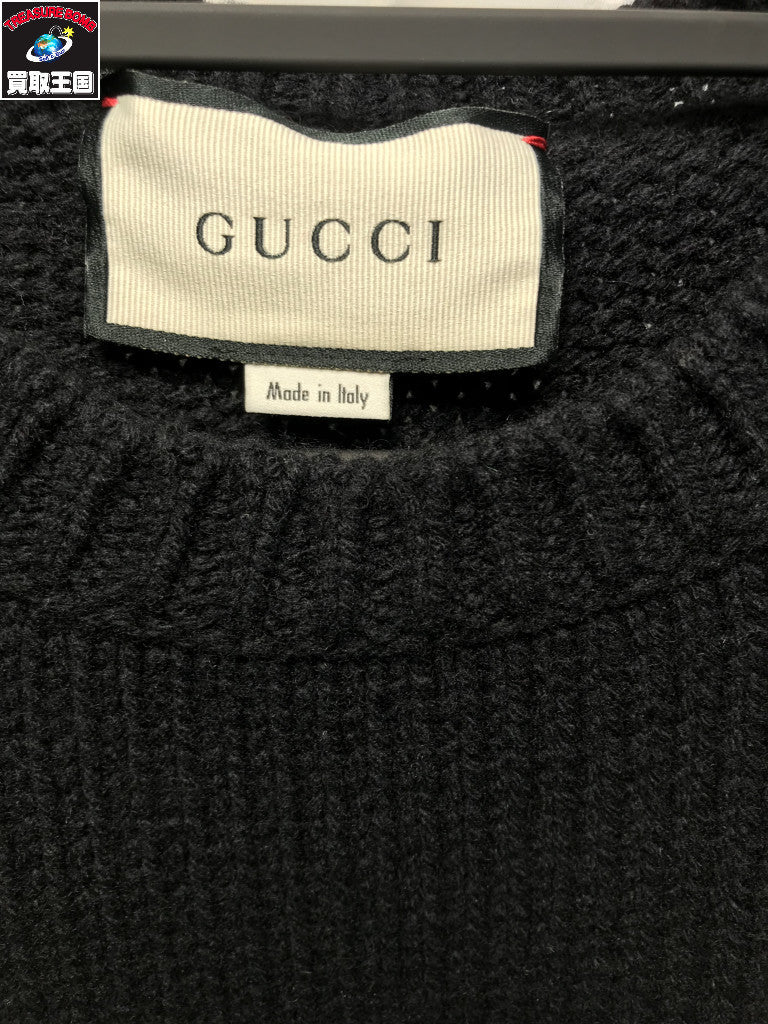 19AW CABLE KNIT WOOL SWEATER 548115 黒 M