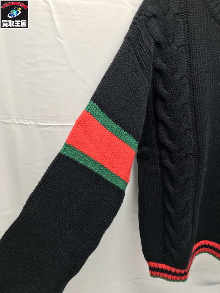 19AW CABLE KNIT WOOL SWEATER 548115 黒 M