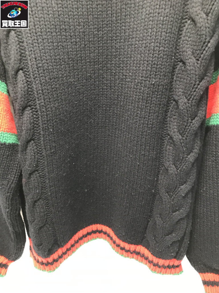19AW CABLE KNIT WOOL SWEATER 548115 黒 M