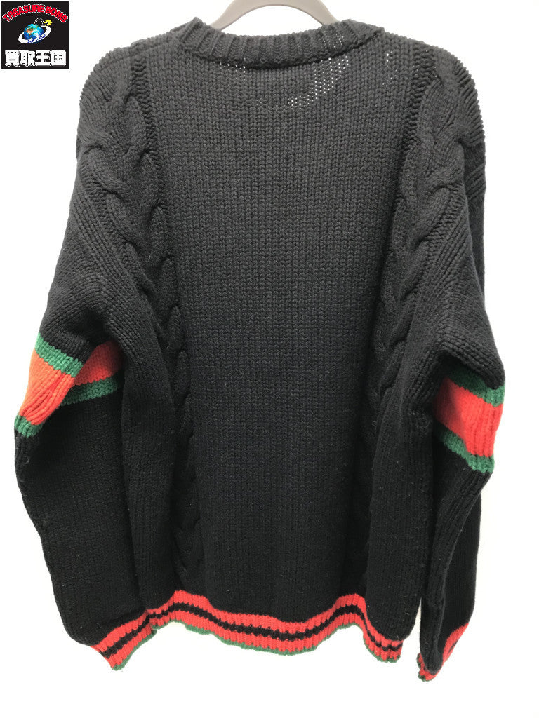 19AW CABLE KNIT WOOL SWEATER 548115 黒 M
