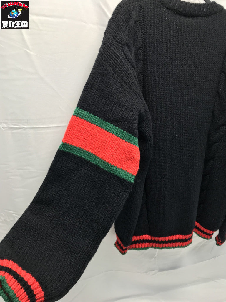 19AW CABLE KNIT WOOL SWEATER 548115 黒 M