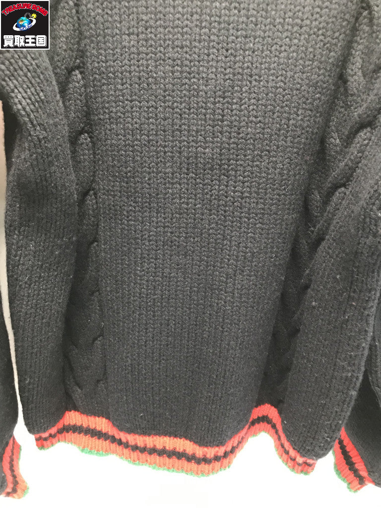 19AW CABLE KNIT WOOL SWEATER 548115 黒 M