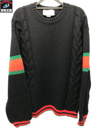 19AW CABLE KNIT WOOL SWEATER 548115 黒 M