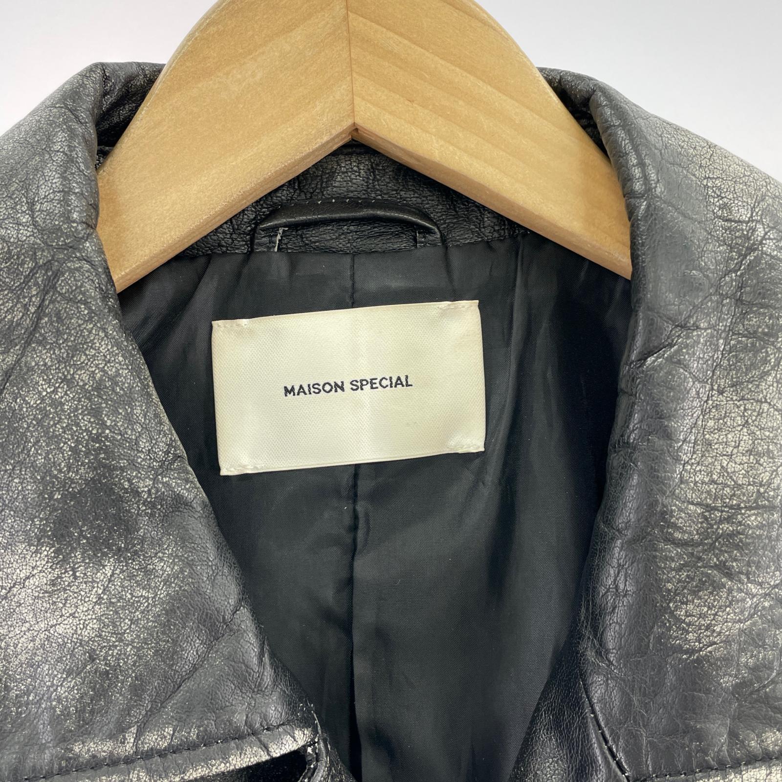 レザージャケット Leather Dress-Over Double Short Coat ブラック