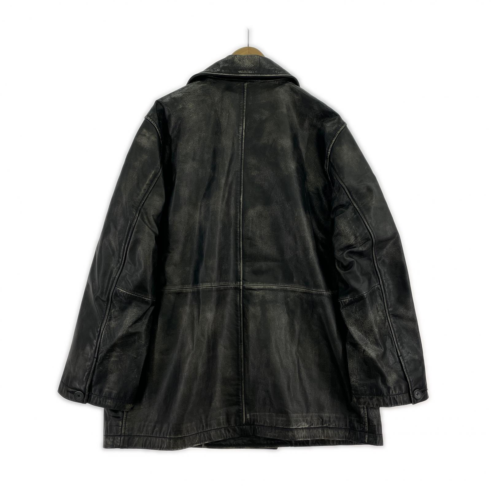 レザージャケット Leather Dress-Over Double Short Coat ブラック