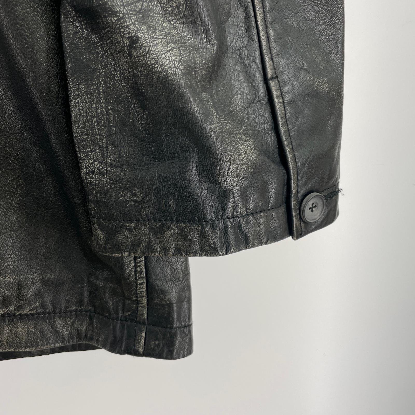 レザージャケット Leather Dress-Over Double Short Coat ブラック