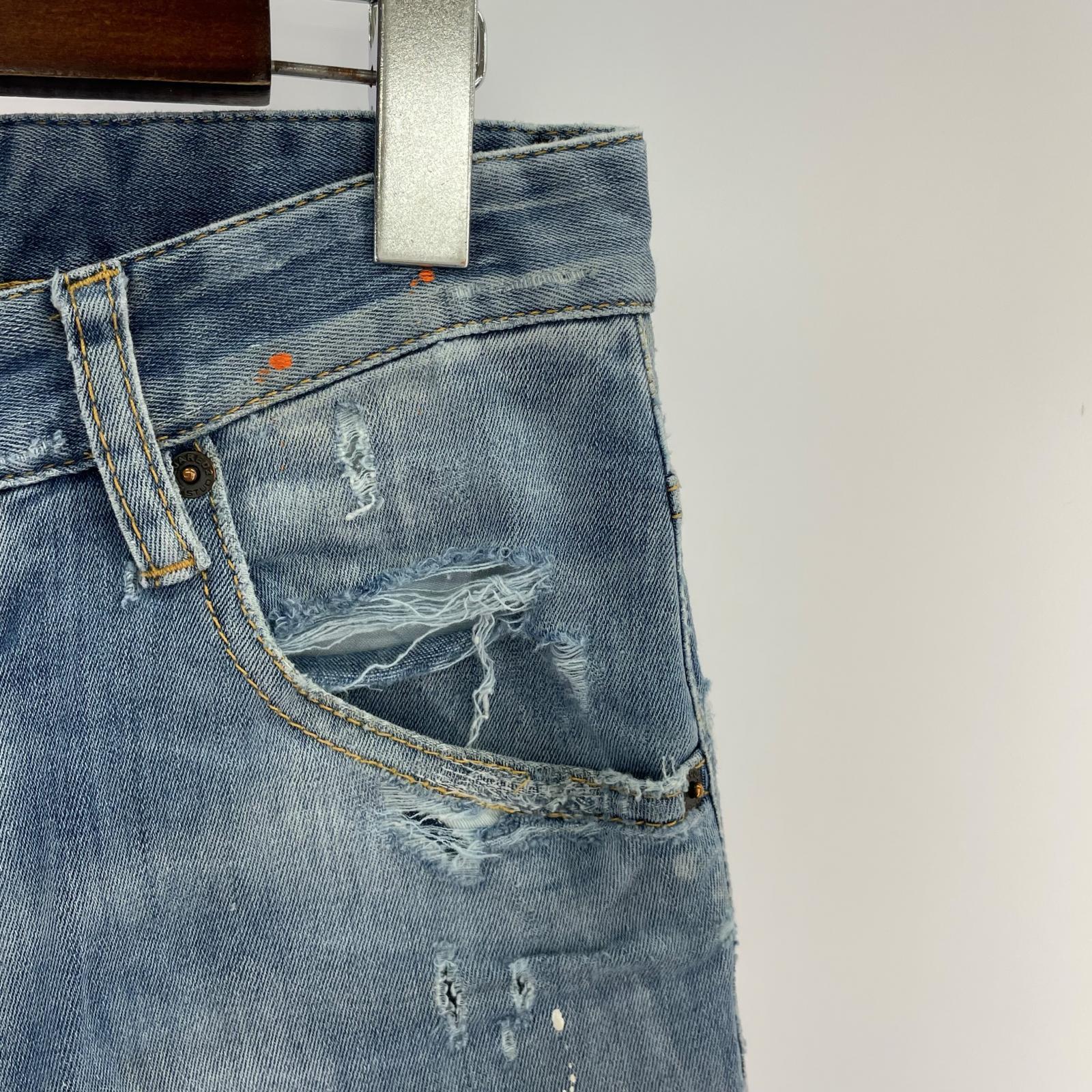 デニムパンツ スーパーツインスキニー ダメージパンツ (W30) 42 ブルー