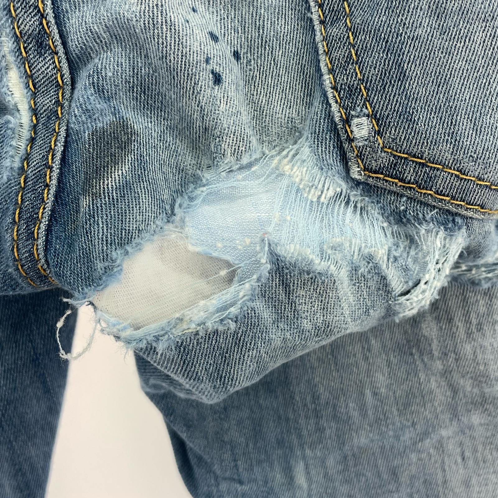 デニムパンツ スーパーツインスキニー ダメージパンツ (W30) 42 ブルー