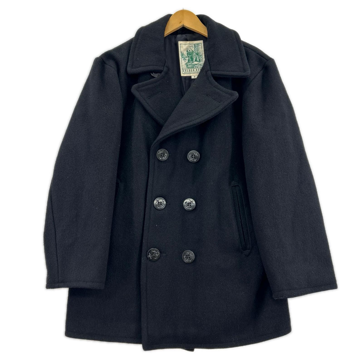 ジャケット 90s USA製 GOLDEN BEAR Pコート S ネイビー