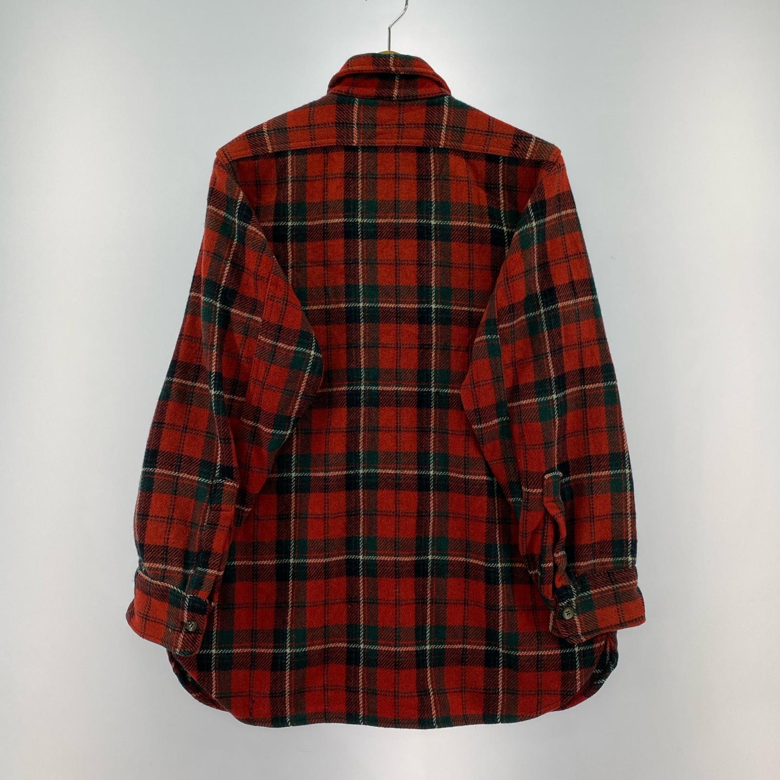 長袖シャツ 40s BRENT チェックウールシャツ 赤