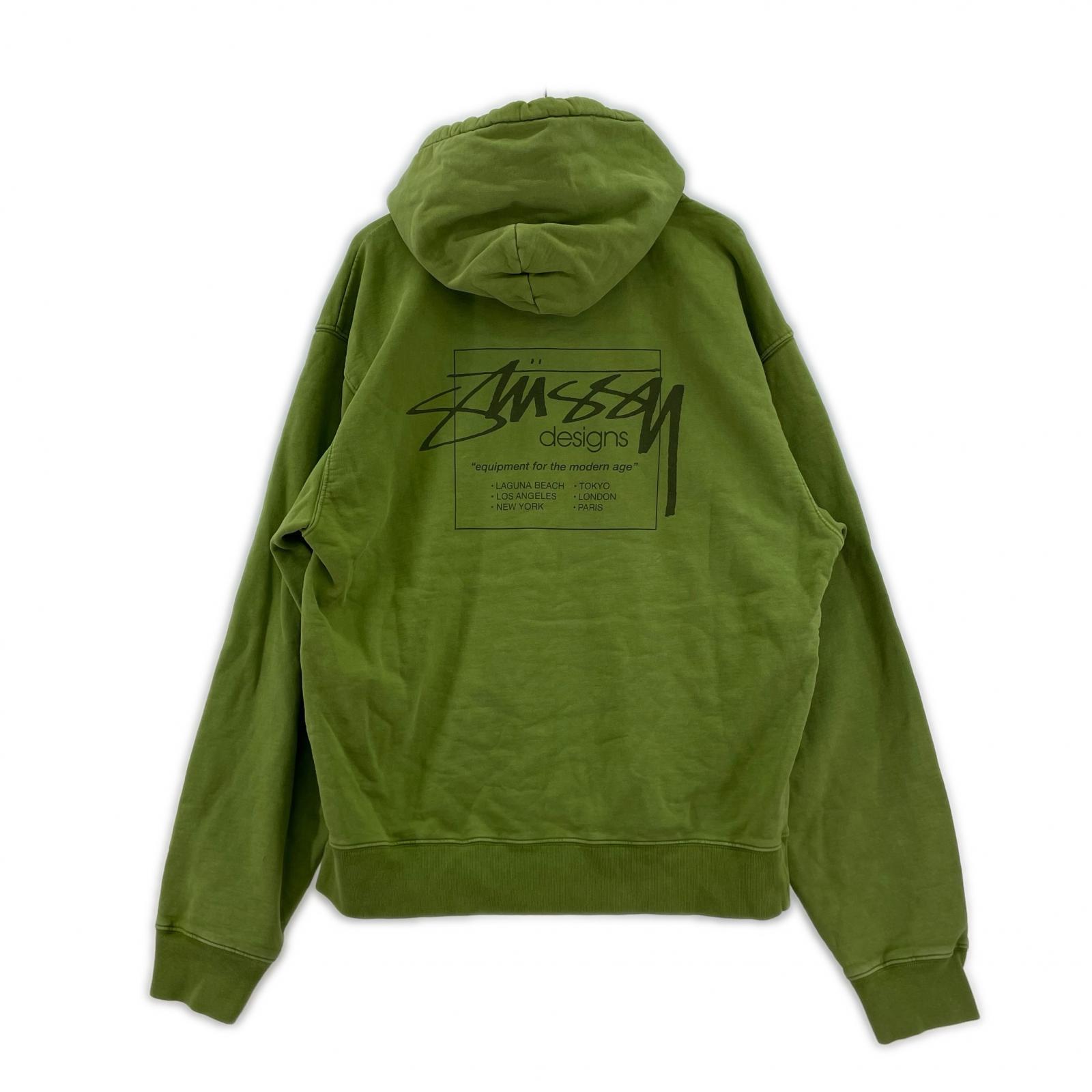 パーカー DYED STUSSY DESIGNS HOODIE 緑 XL