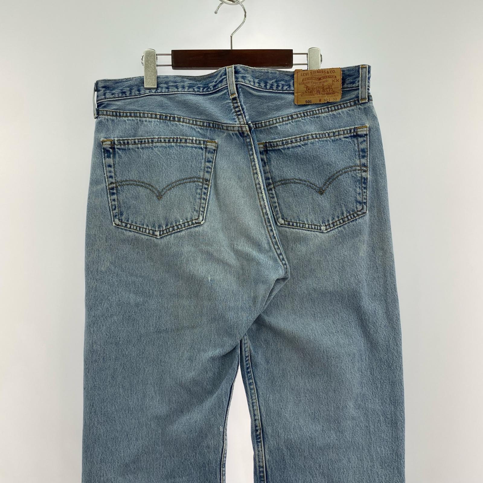 デニムパンツ USA製 501ダメージデニム 38 ブルー