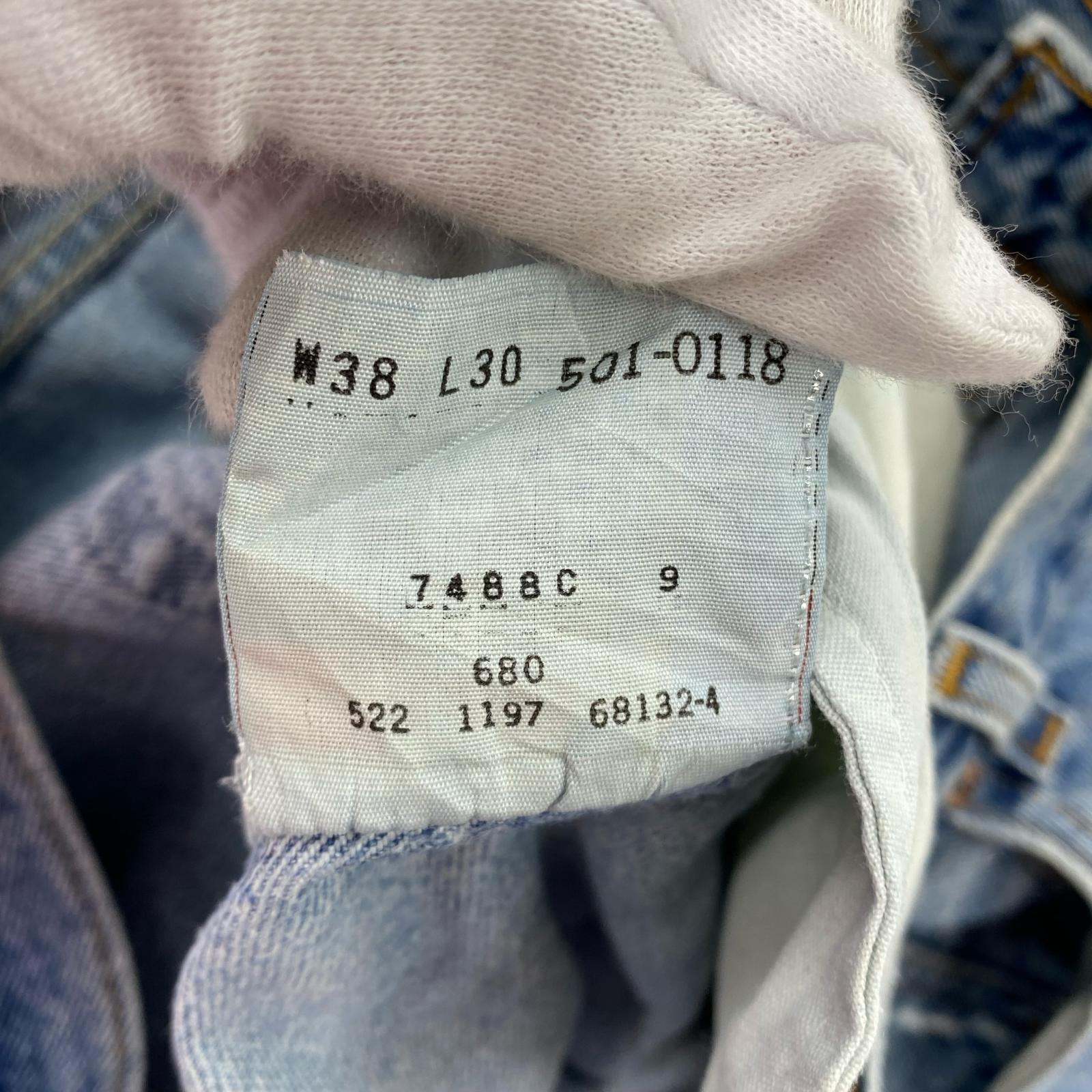 デニムパンツ USA製 501ダメージデニム 38 ブルー