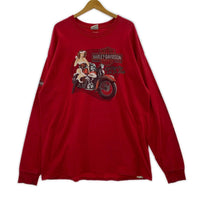 長袖Tシャツ プリント 2XL レッド レッド