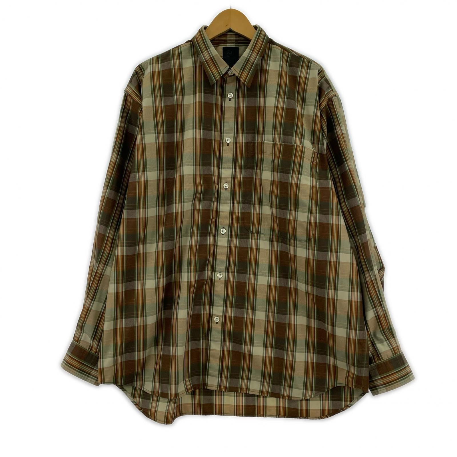 長袖シャツ TECH REGULAR COLLAR SHIRTS 茶 (S) M