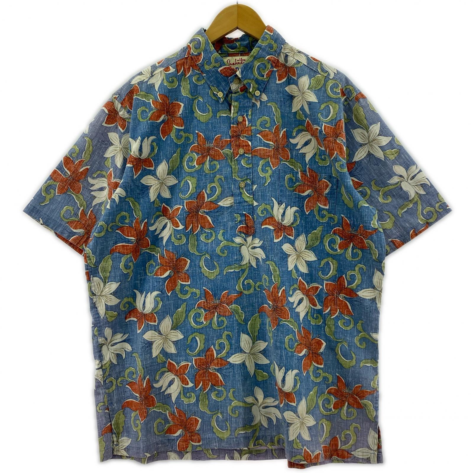 半袖シャツ ×Alfred Shaheen S/S アロハシャツ 青 ブルー