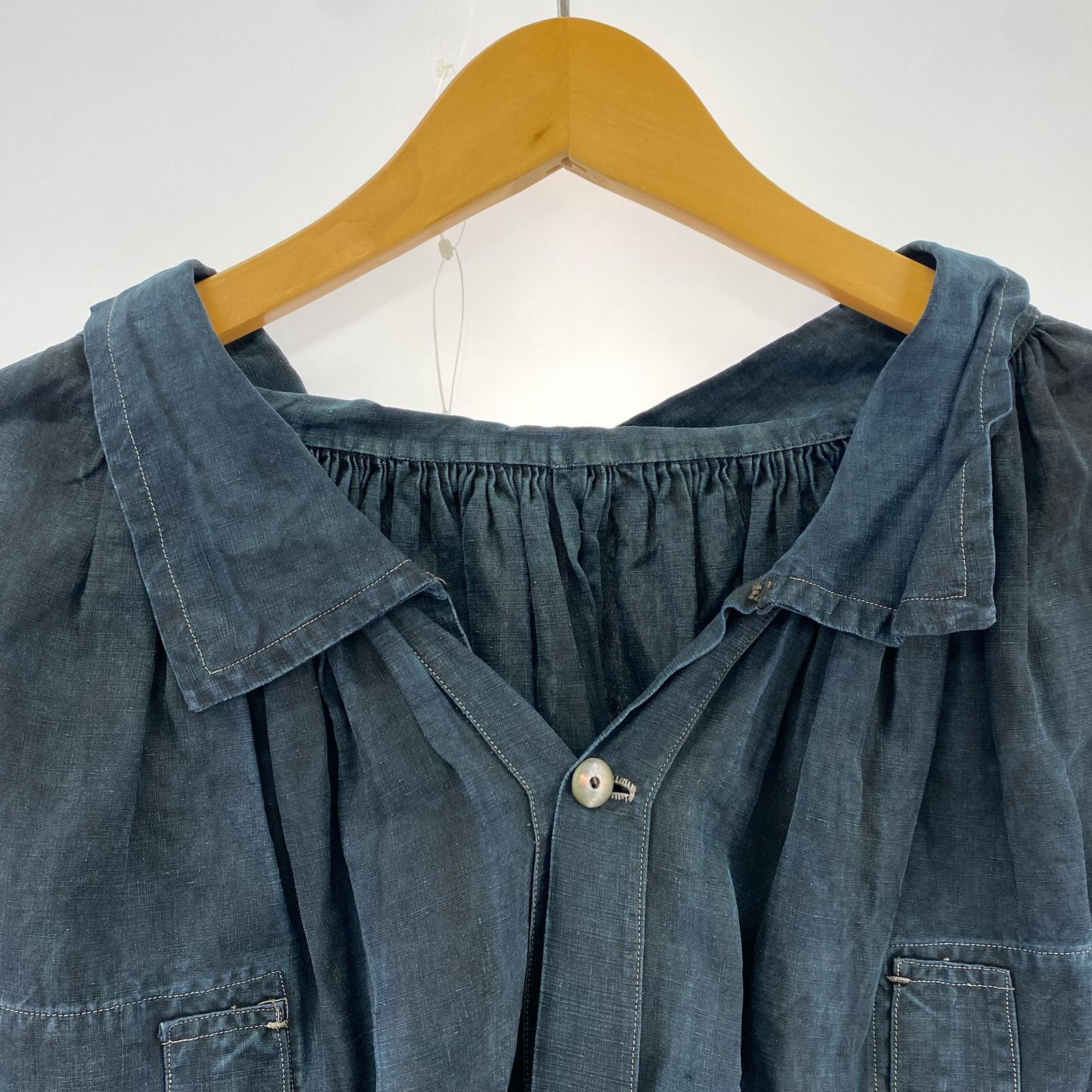長袖シャツ 1900s FRENCH INDIGO LINEN OPEN SMOCK