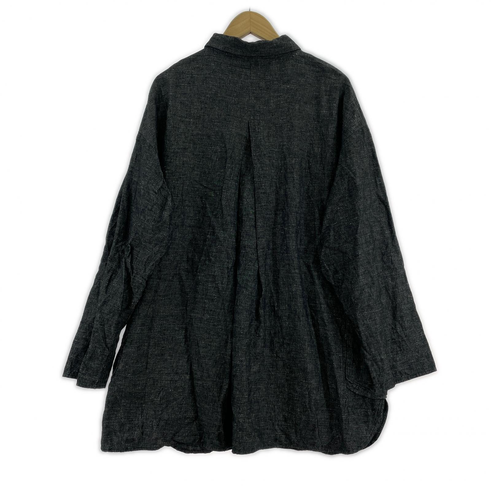 長袖シャツ BRESSON LINEN SHIRT 灰 (3) 3 ブラック