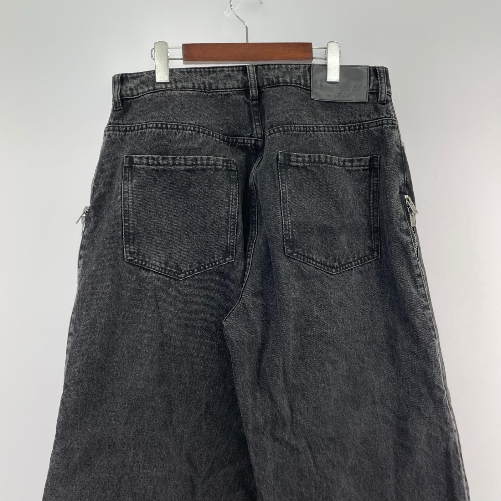 デニムパンツ Adilenium シーズン3ジップウォッシュドデニムパンツ(34) 34 ブラック