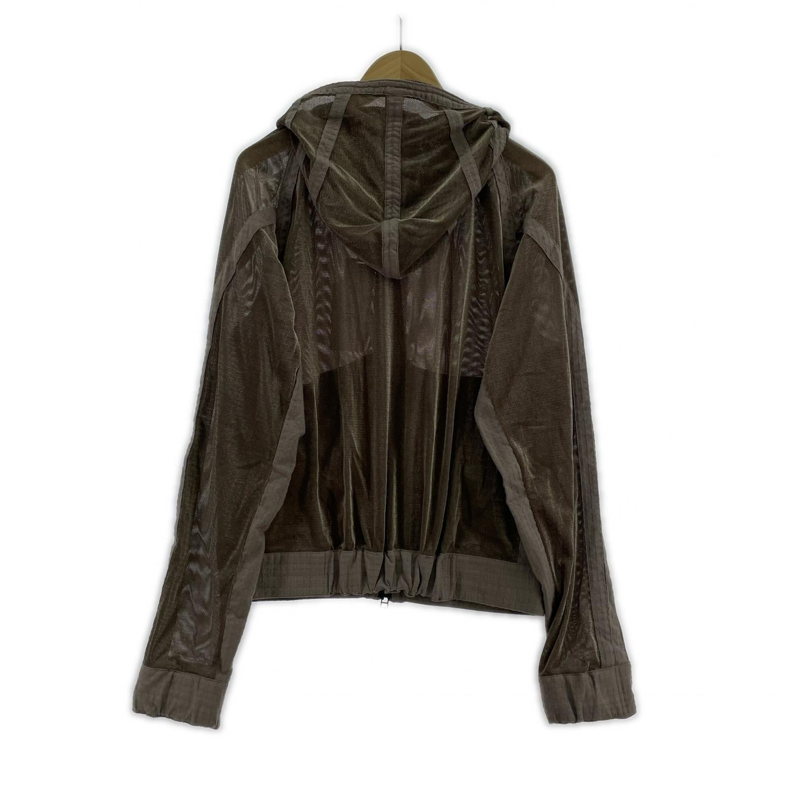 パーカー 25ss JIAN YE MESH HOODIE 参 M ブラウン M ブラウン