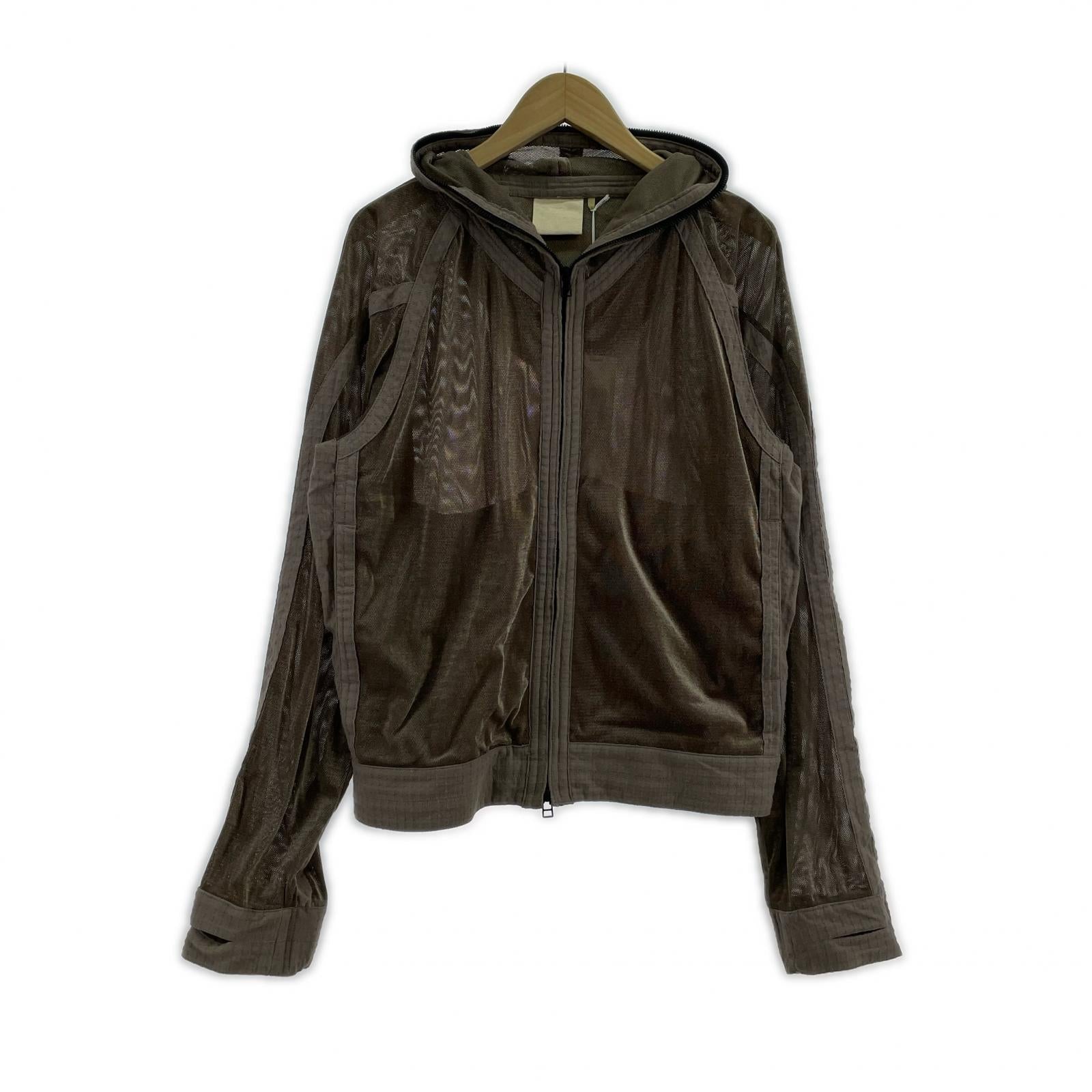 パーカー 25ss JIAN YE MESH HOODIE 参 M ブラウン M ブラウン