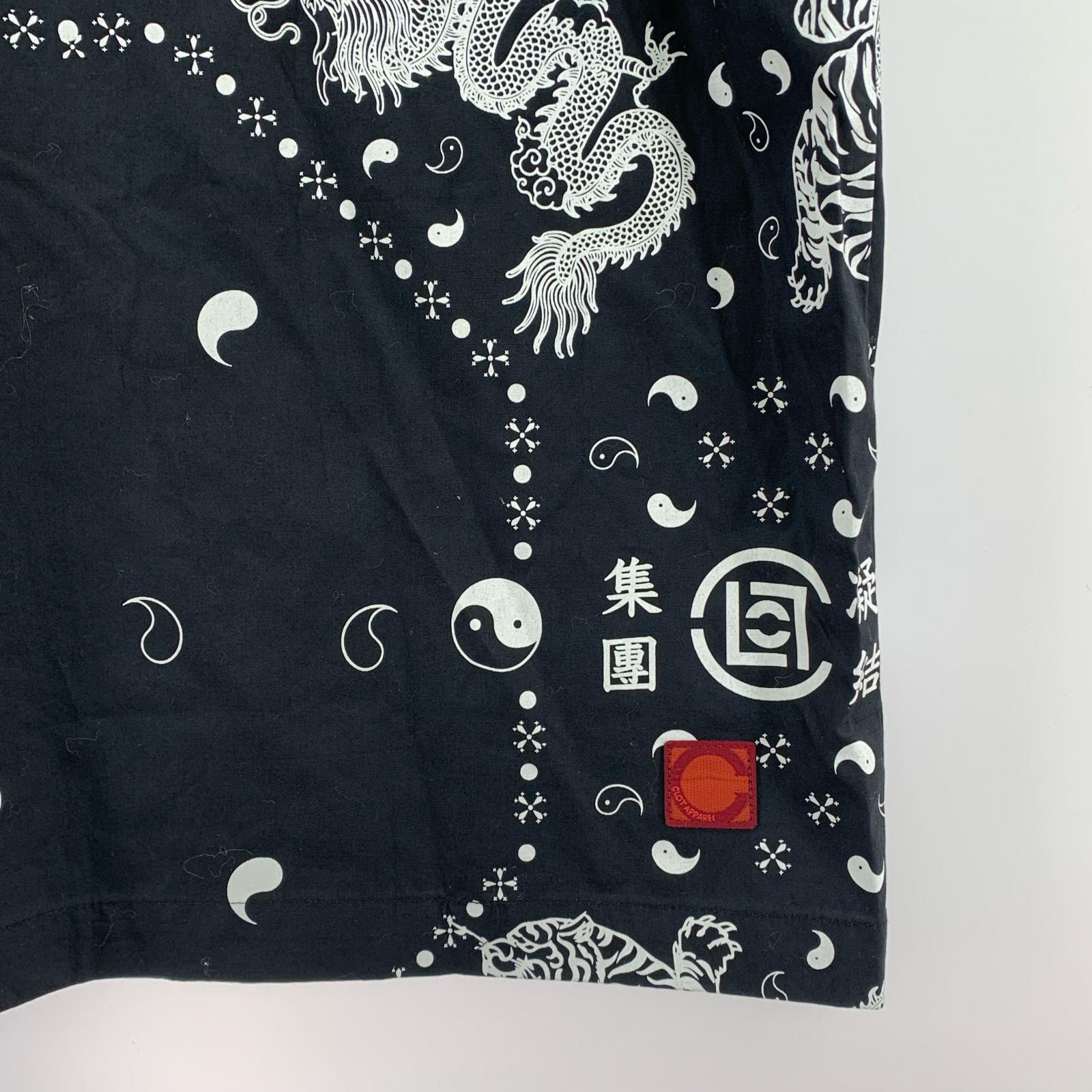 半袖シャツ 総柄パジャマシャツ BLK (XL) ブラック