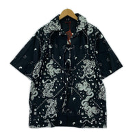 半袖シャツ 総柄パジャマシャツ BLK (XL) ブラック