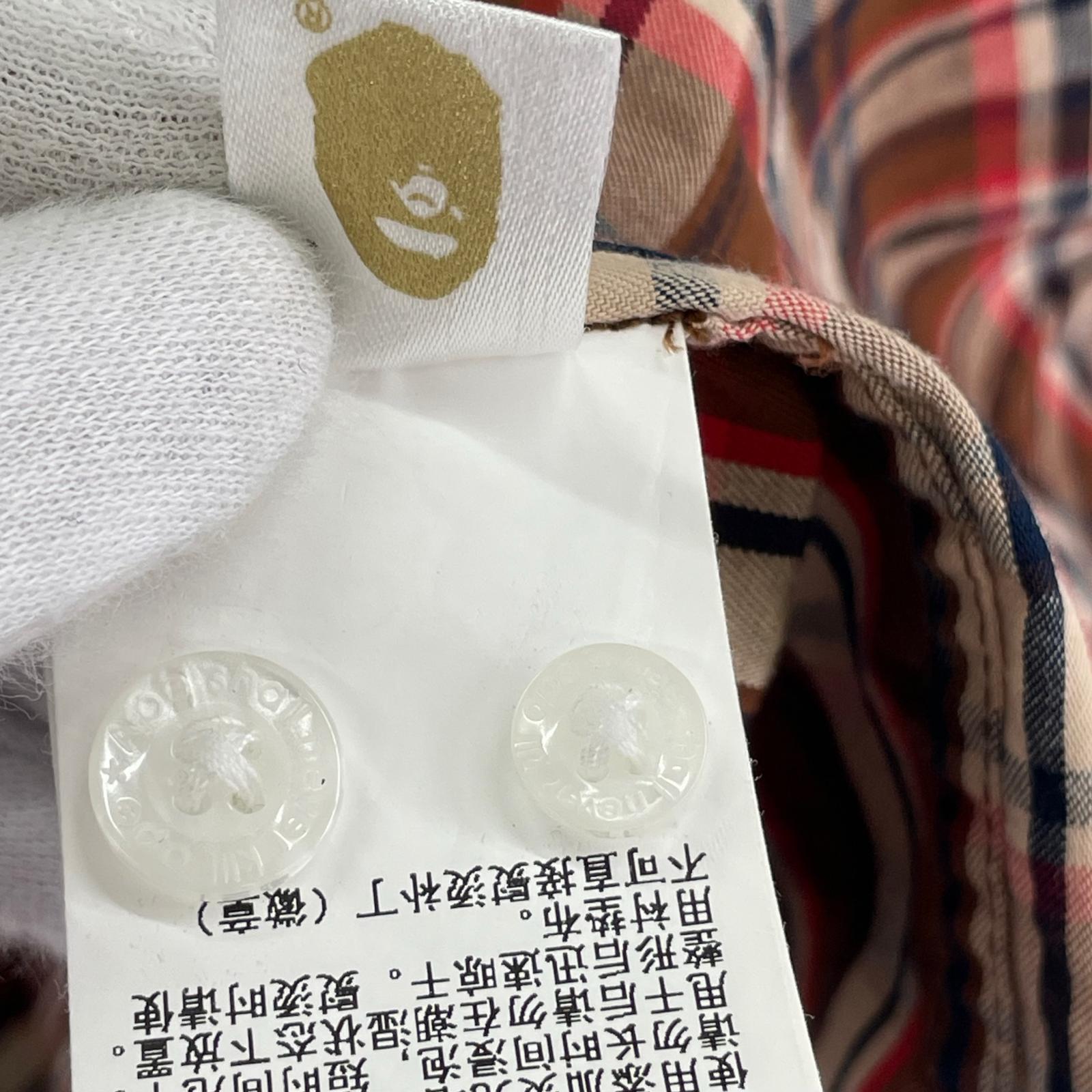 長袖シャツ A BATHING APE 長袖チェックシャツ XL 茶 ブラウン