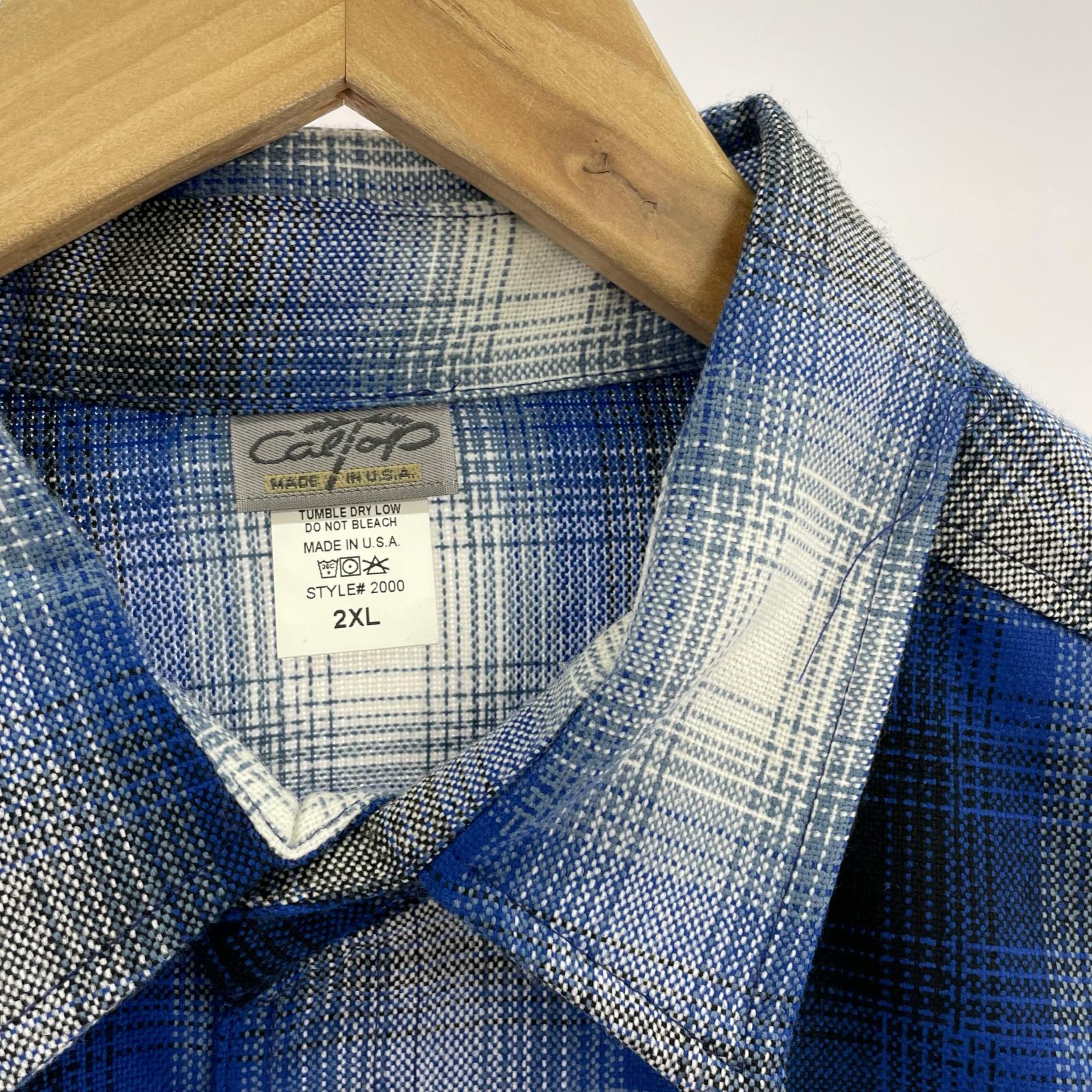 長袖シャツ CALTOP USA製 オンブレシャツ size2XL ブルー
