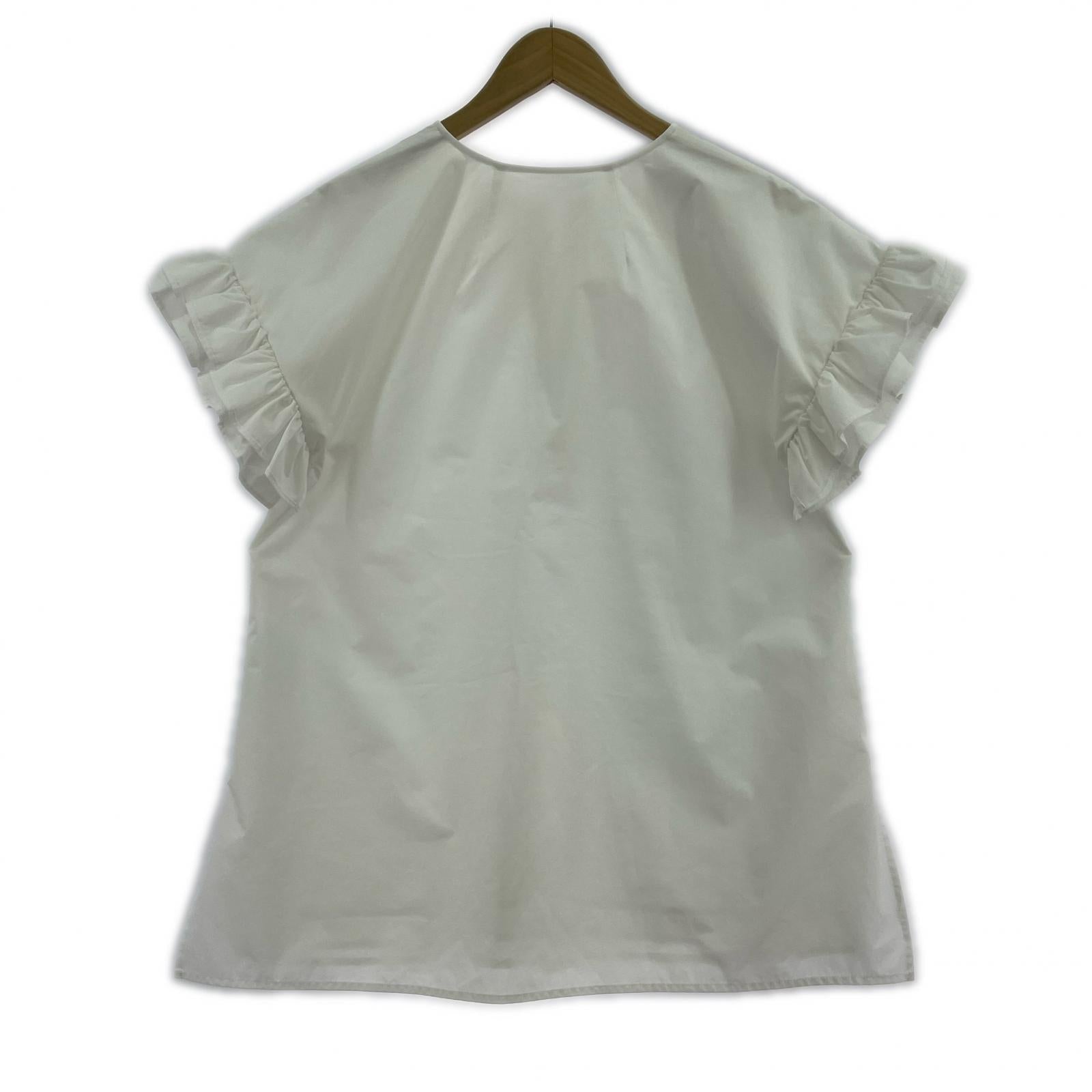 半袖Tシャツ CADUNE/袖フリルブラウス/白 38 ホワイト