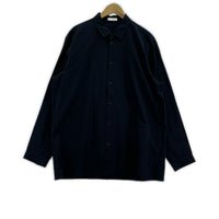 長袖シャツ ATON Shrink Broad Oversized Shirt 06 紺 ネイビー
