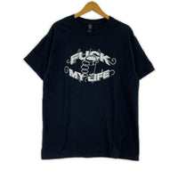 半袖Tシャツ FUCK MY LIFE グラフィックTシャツ 黒 L ブラック
