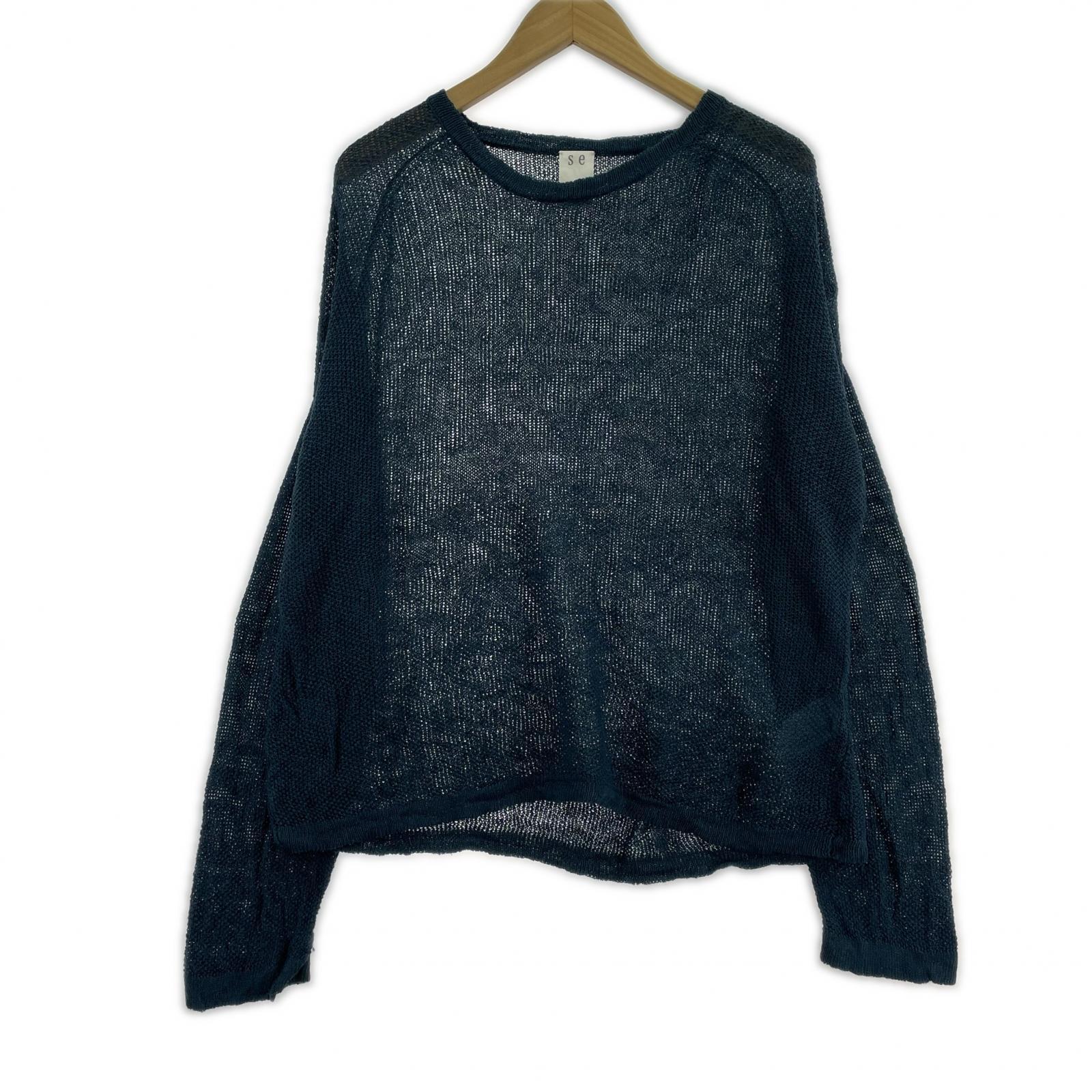 ニット seya. komorebi sweater メッシュニット 2 紺 ネイビー