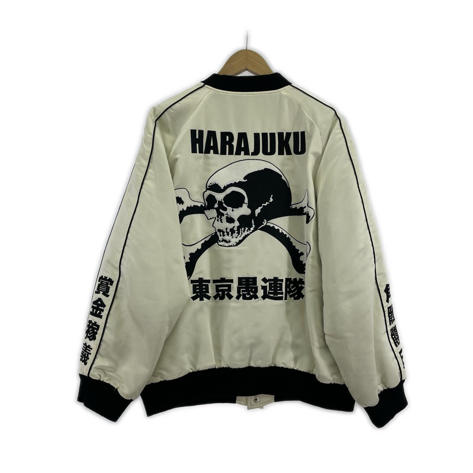 ジャケット BOUNTY HUNTER スカル刺繍 スカジャン L ホワイト