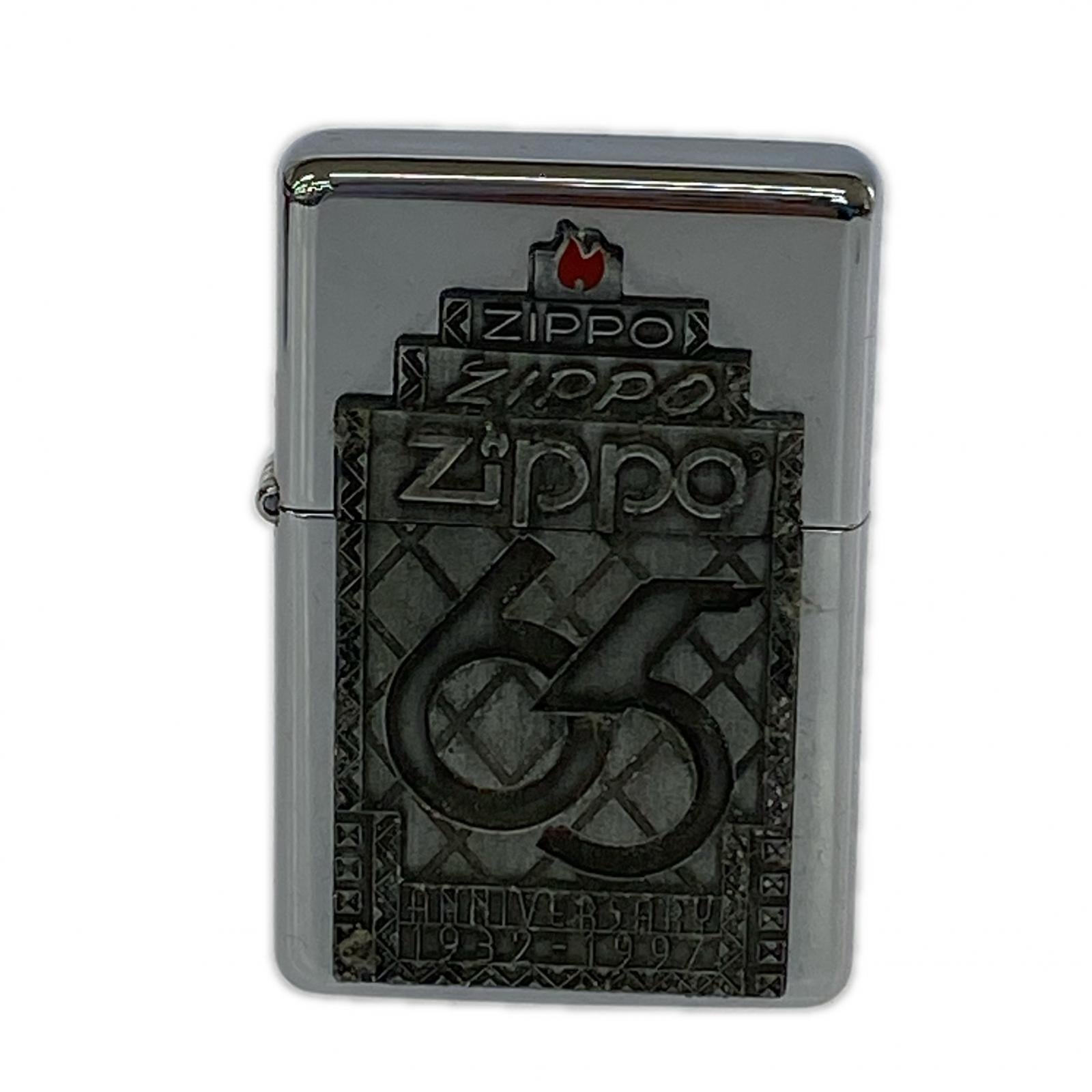 ライター zippo65Thアニバーサリーダブルイヤー1997年 シルバー