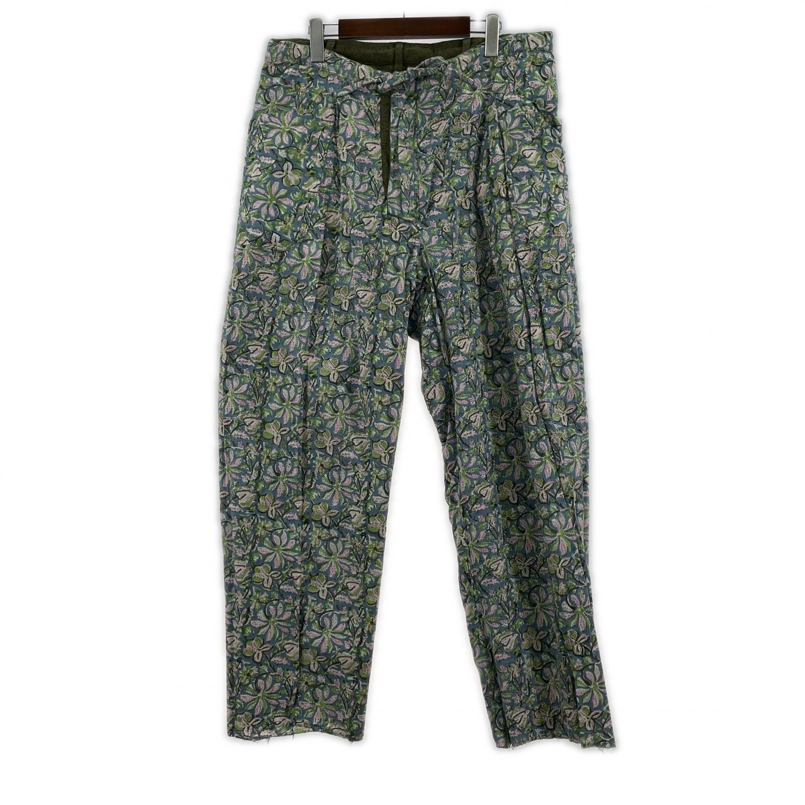 パンツ NICENESS CRAIN ツイステッドシルク2WAYイージーパンツ L オリーブ×マルチ L