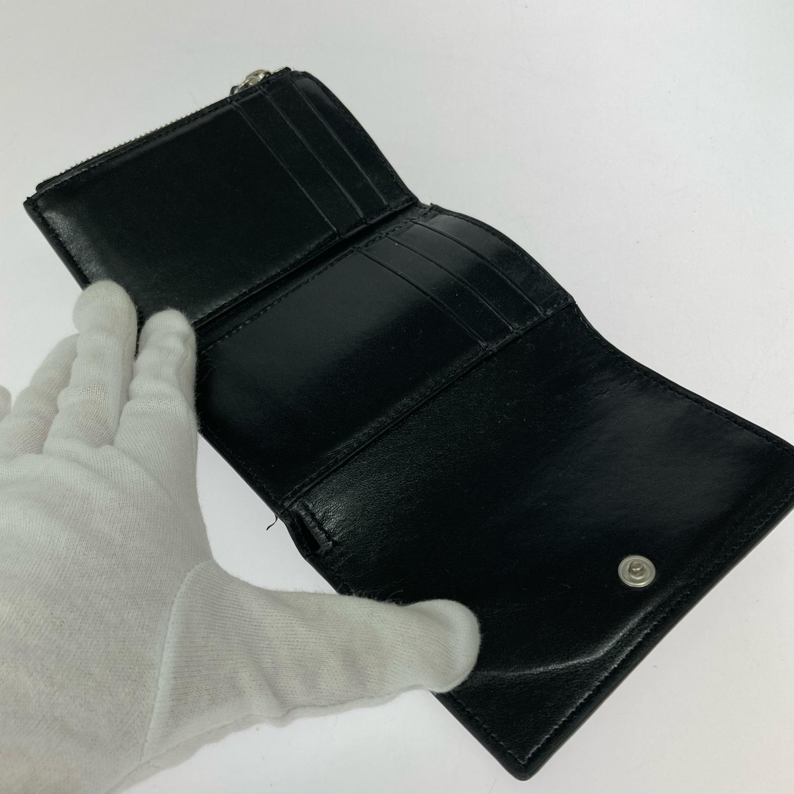 コンパクトウォレット 三つ折り財布 ブラック