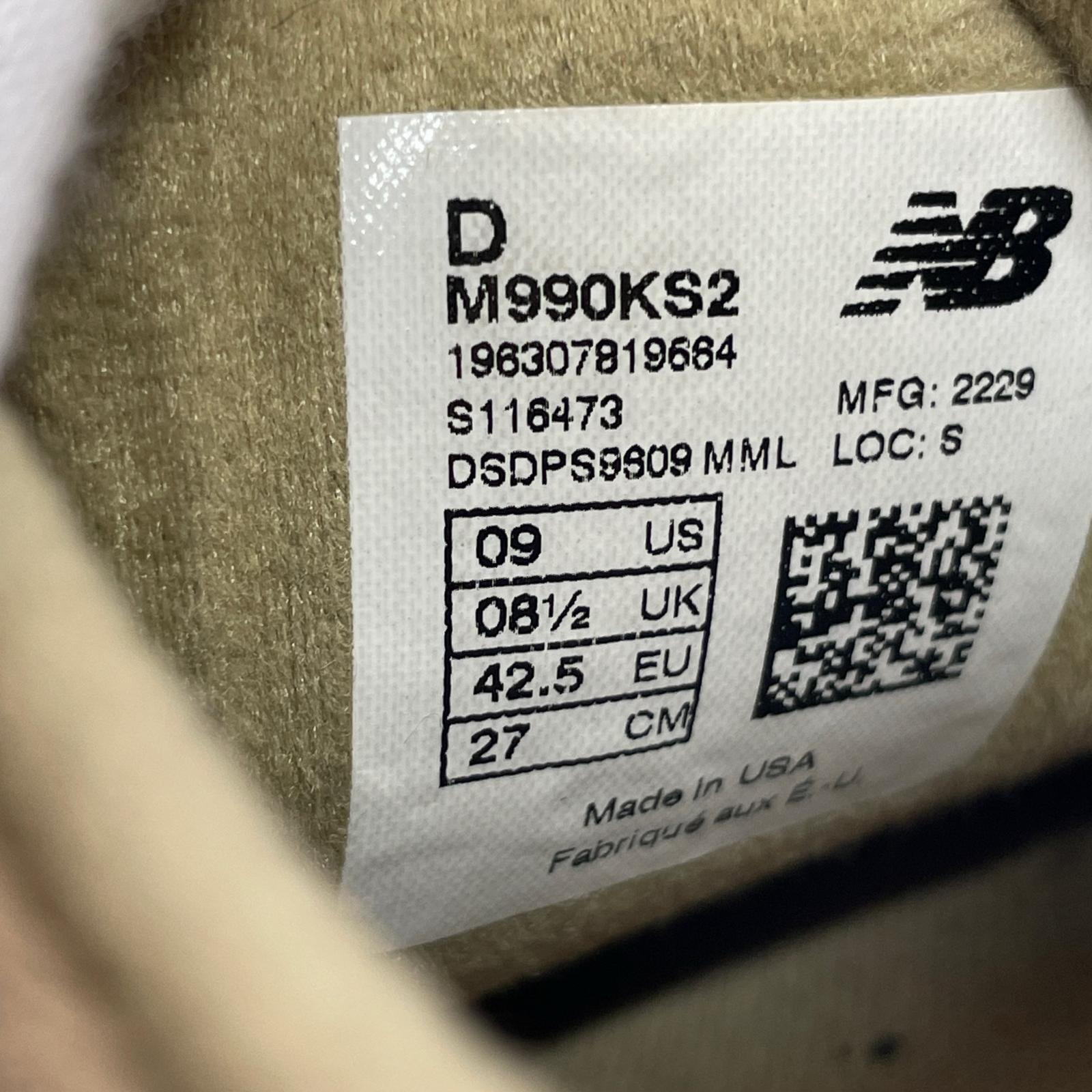 スニーカー KITH × New Balance 990V2 "Tan" M990KS2-27.0 27cm (US9 UK8 1/2 EU44) ブラウン