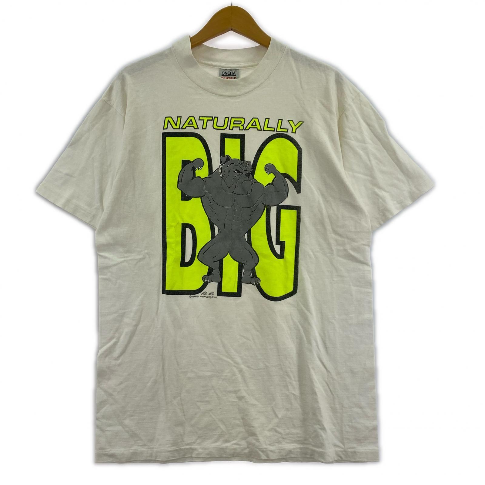 半袖Tシャツ 90s USA製 ONEITAボディ ビッグプリントTee (XL) ホワイト