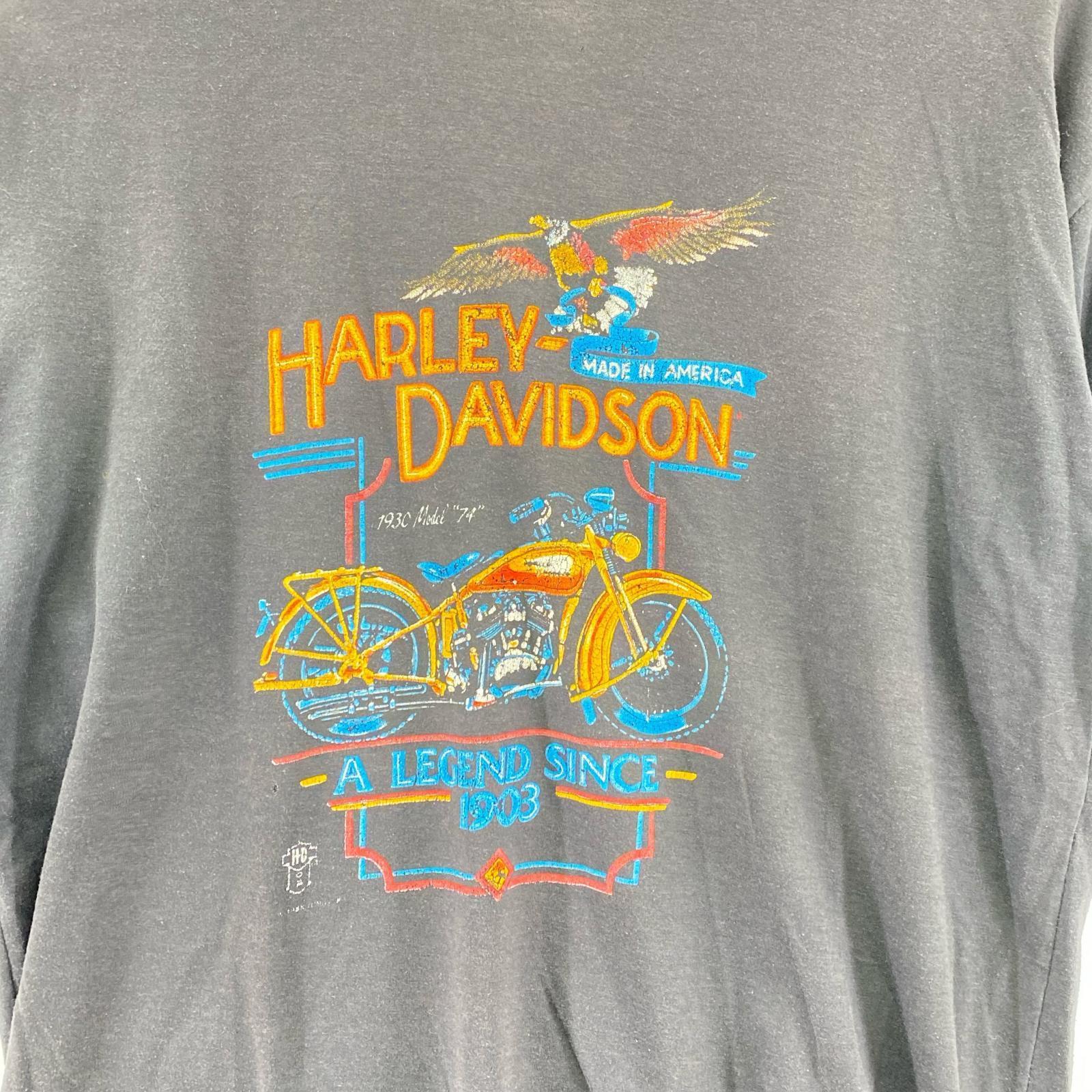 半袖Tシャツ 80s HARLEY DAVIDSON プリント BLK M M ブラック