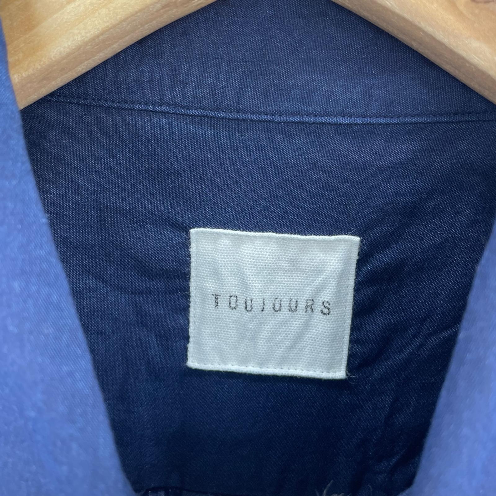 長袖シャツ TUJOURS ショートワイド 比翼シャツ 1 紺 ネイビー