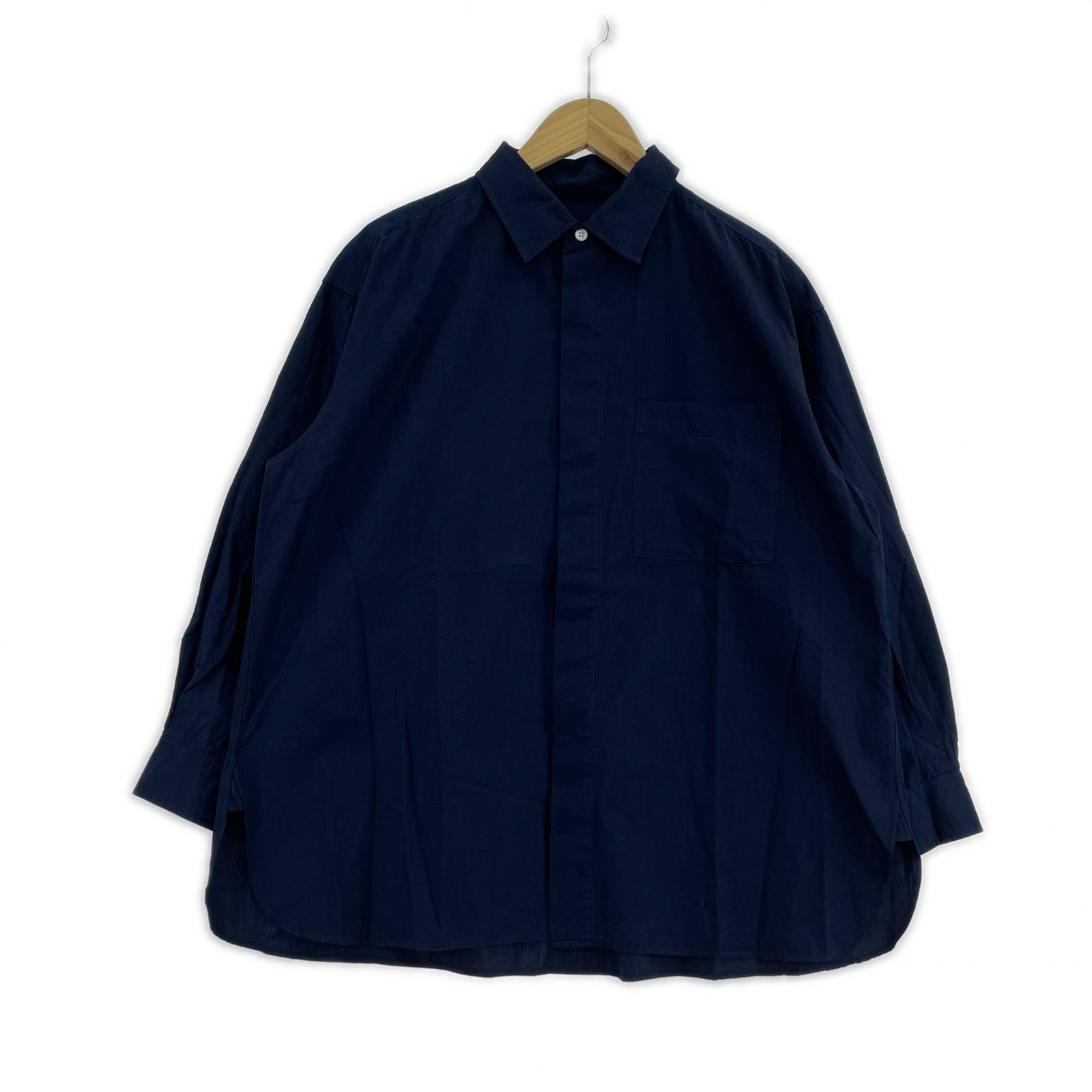 長袖シャツ TUJOURS ショートワイド 比翼シャツ 1 紺 ネイビー