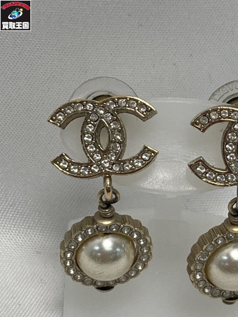 CHANEL 21V ココマーク ラインストーン パール 両耳ピアス