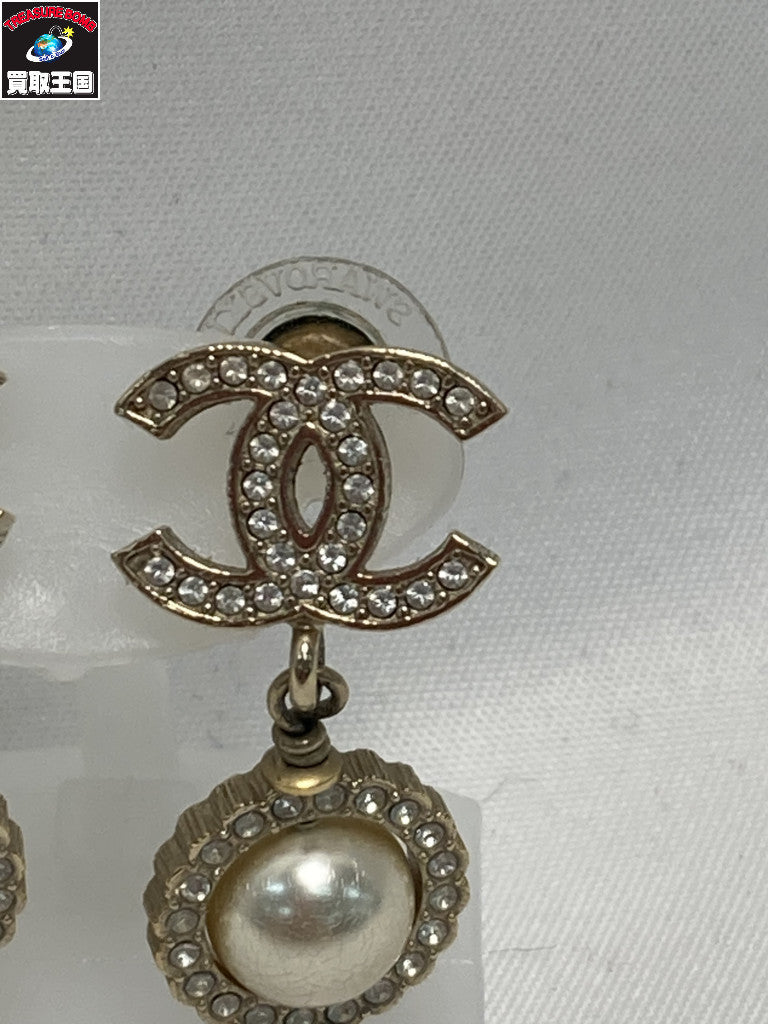 CHANEL 21V ココマーク ラインストーン パール 両耳ピアス