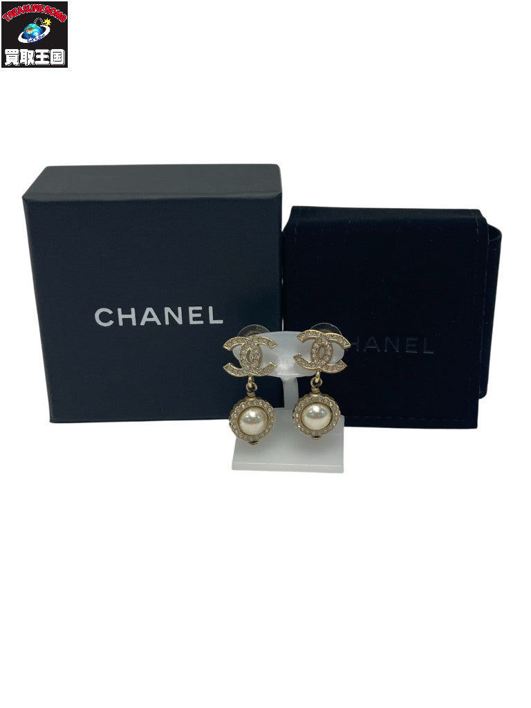 CHANEL 21V ココマーク ラインストーン パール 両耳ピアス