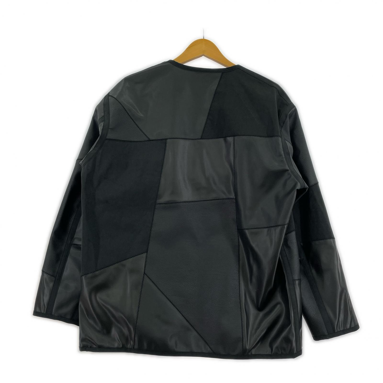 ジャケット 25AW 合皮パッチワークノーカラージャケット (S) S ブラック
