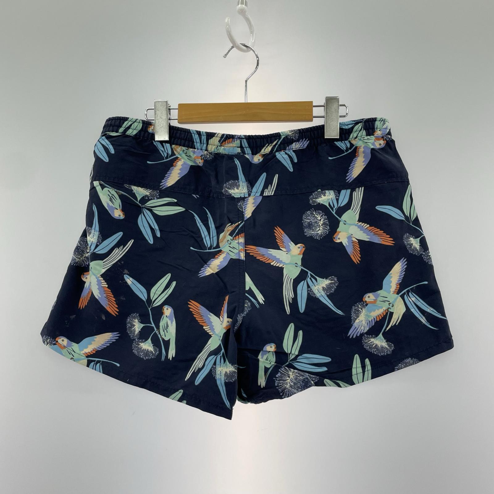 ショートパンツ バギーズショーツ 鳥柄 紺(M) M